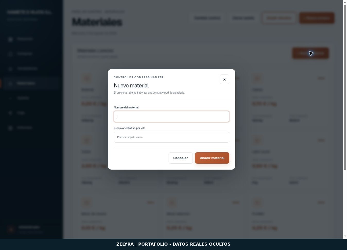 Control de Compras — Nuevo material
